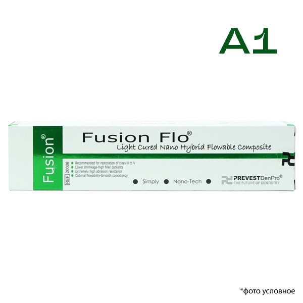 Изображение Fusion Flo жидкотекучий композит, цвет А1, универсальный, светоотверждаемый, шприц, 2 гр, 2 шт