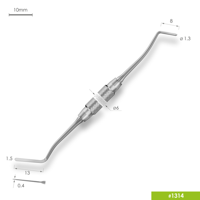 Изображение 1314 Удлиненная узкая гладилка с  штопфером Ø1.3mm. Ручка Ø6mm 3 из 4
