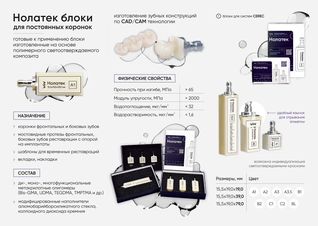 Изображение Нолатек А3, 15,5*19*39мм, материал полимерный для постоянных коронок 2 из 3