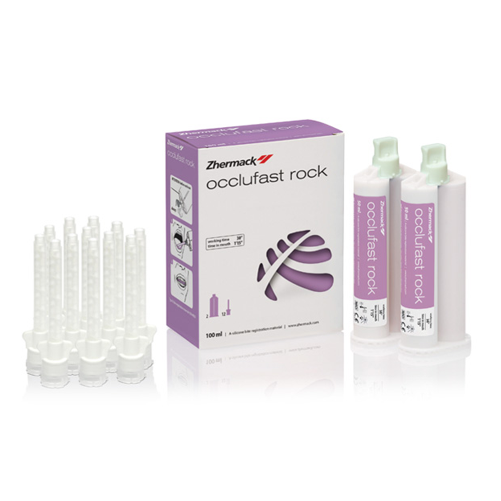 Изображение Окклюфаст Рок / Occlufast Rock масса для регистрации прикуса высокая вязкость фиолетовый 2х50мл Zhermack C200726