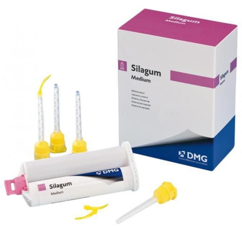 Изображение Silagum Medium коррегирующий материал средней вязкости, картридж, 2х50мл + 24 насадки 1 из 1