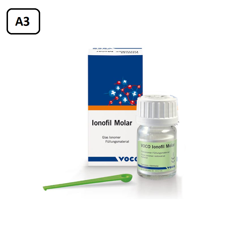 Изображение Ionofil Molar конденсируемый стеклоиономерный пломбировочный цемент, порошок цвет А3, 15гр. 1 из 1