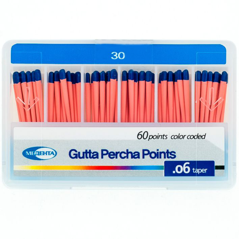 Изображение Штифты гуттаперчевые 06 №30, 60 шт., Медента, Мета Биомед