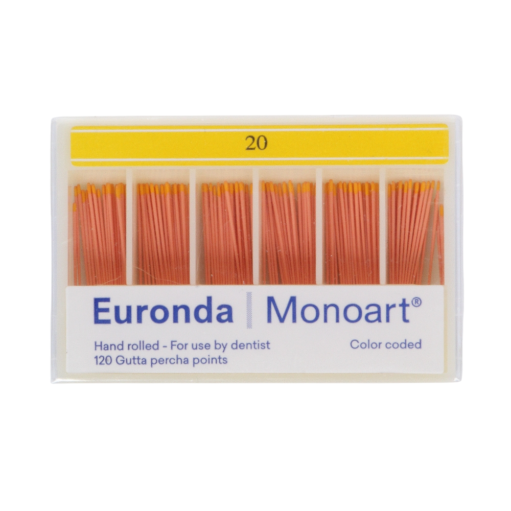 Изображение Штифты гуттаперчевые №20 Euronda Monoart, 120шт 1 из 2