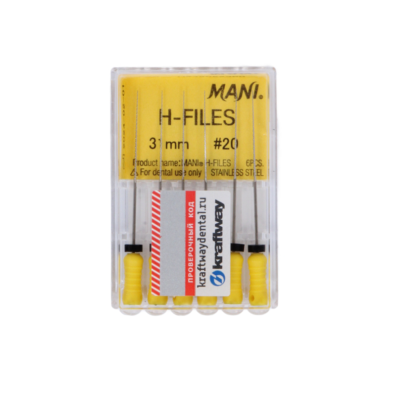 Изображение Н-файлы/H-Files, размер 020/31мм, желтые, Mani, 6шт 1 из 1