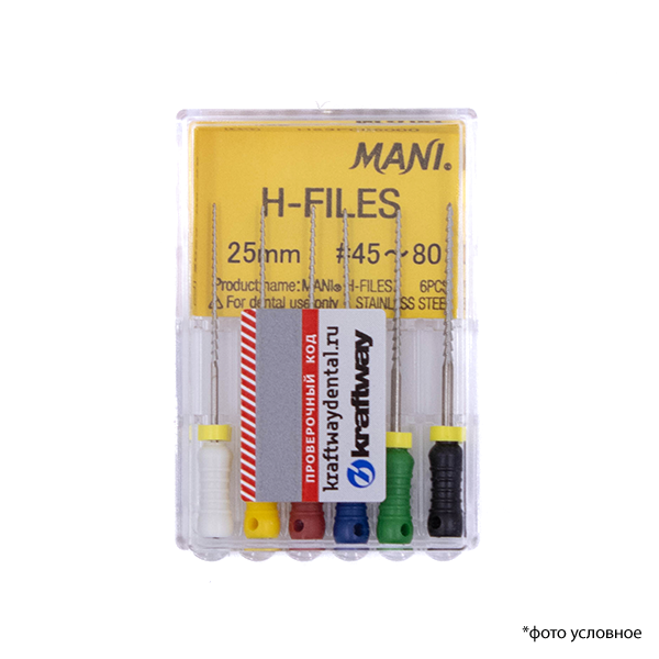 Изображение Н-файлы/H-Files 045-80/25мм 6шт Mani 1 из 1