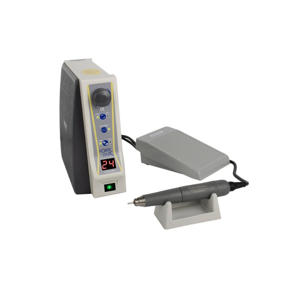 Изображение FORTE 200a/F100 aIII бесщеточный микромотор с наконечником F100 aIII, педаль с регулировкой скорости наконечника, 50000 об/мин