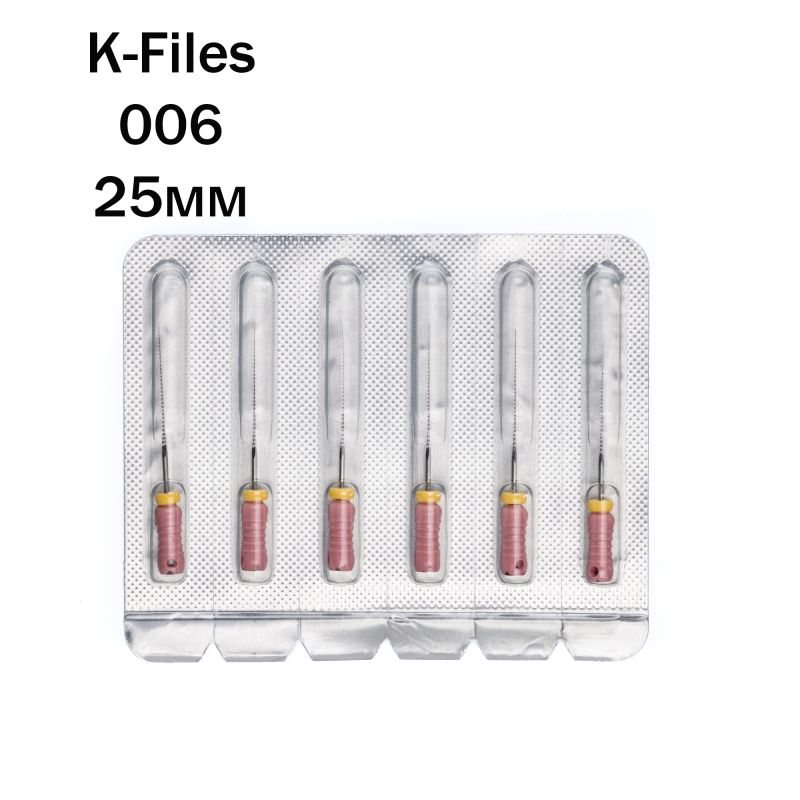 Изображение Pro-Endo K-Files / Про-Эндо К-Файлы №006, длина 25 мм, нержавеющая сталь, 6 шт 1 из 1