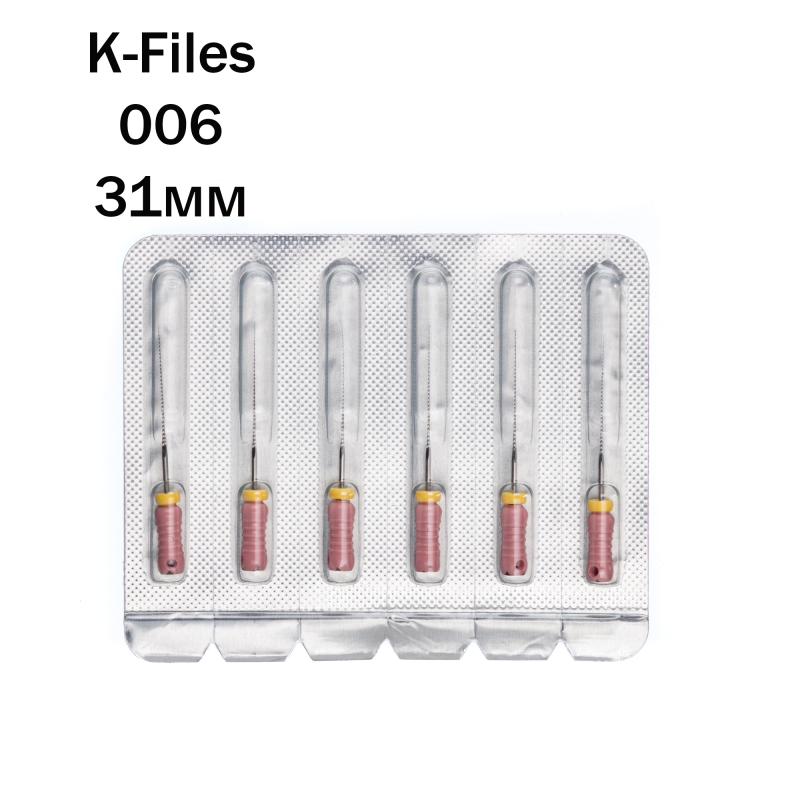 Изображение Pro-Endo K-Files / Про-Эндо К-Файлы №006, длина 31 мм, нержавеющая сталь, 6 шт 1 из 1