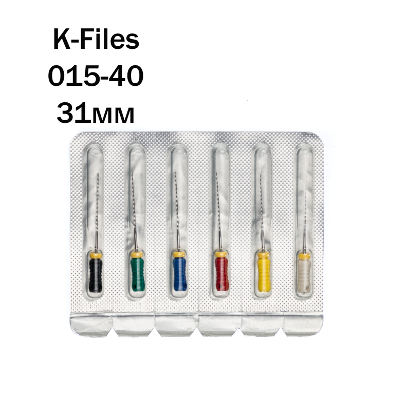 Изображение Pro-Endo K-Files / Про-Эндо К-Файлы №015-40, длина 31 мм, нержавеющая сталь, 6 шт 1 из 1