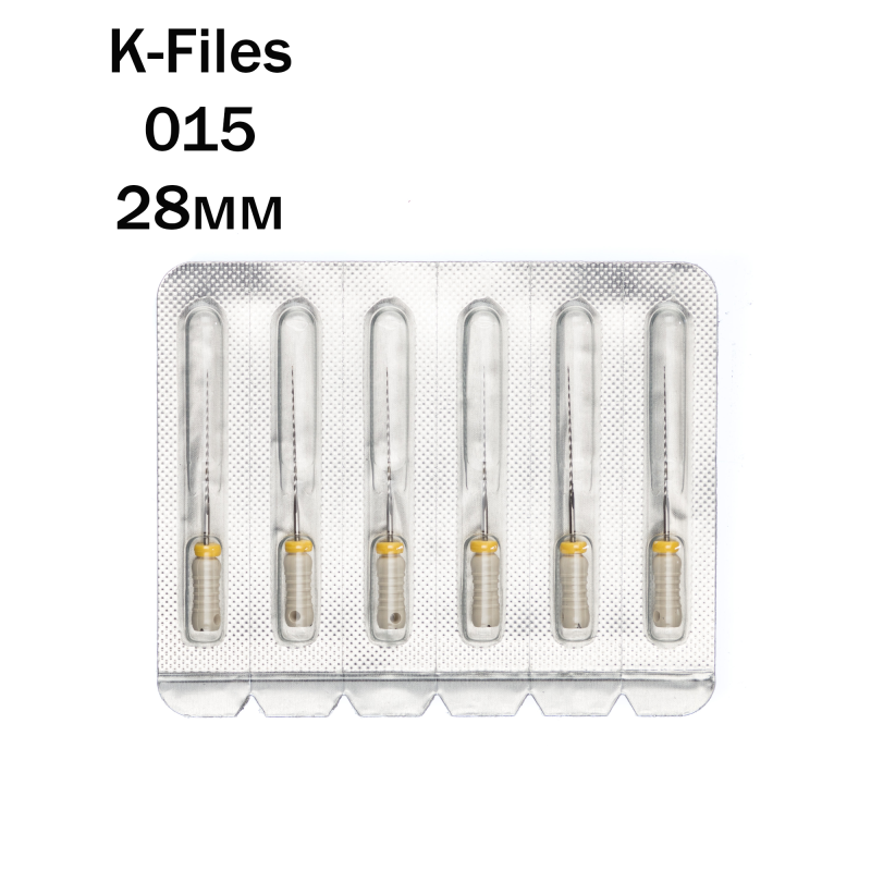 Изображение Pro-Endo K-Files / Про-Эндо К-Файлы №015, длина 28 мм, нержавеющая сталь, 6 шт 1 из 1