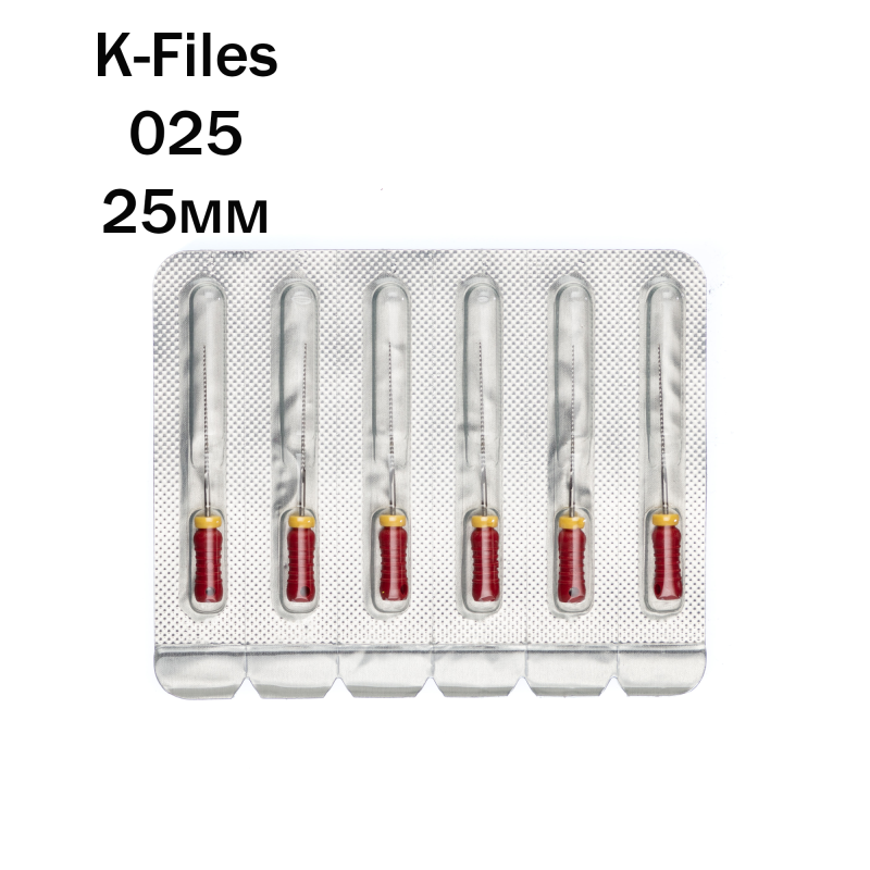 Изображение Pro-Endo K-Files / Про-Эндо К-Файлы №025, длина 25 мм, нержавеющая сталь, 6 шт 1 из 1