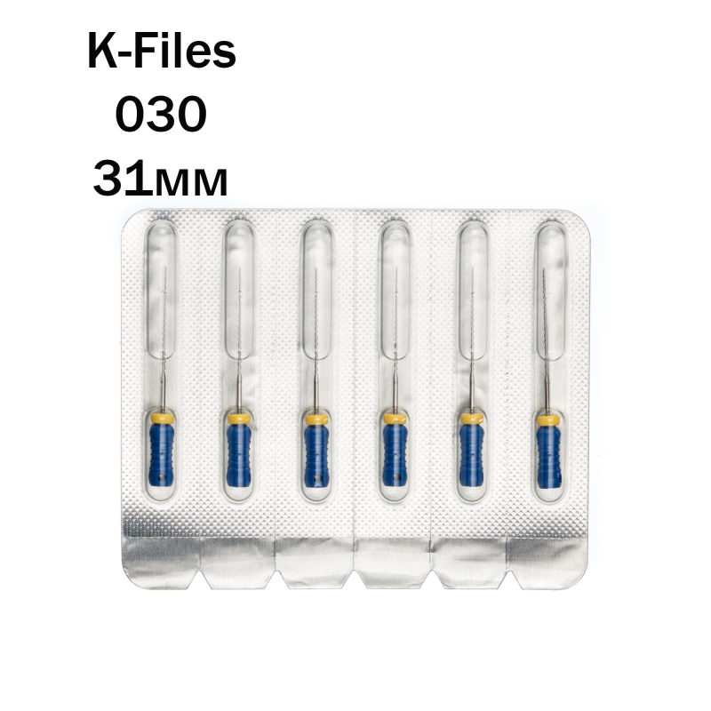Изображение Pro-Endo K-Files / Про-Эндо К-Файлы №030, длина 31 мм, нержавеющая сталь, 6 шт 1 из 1
