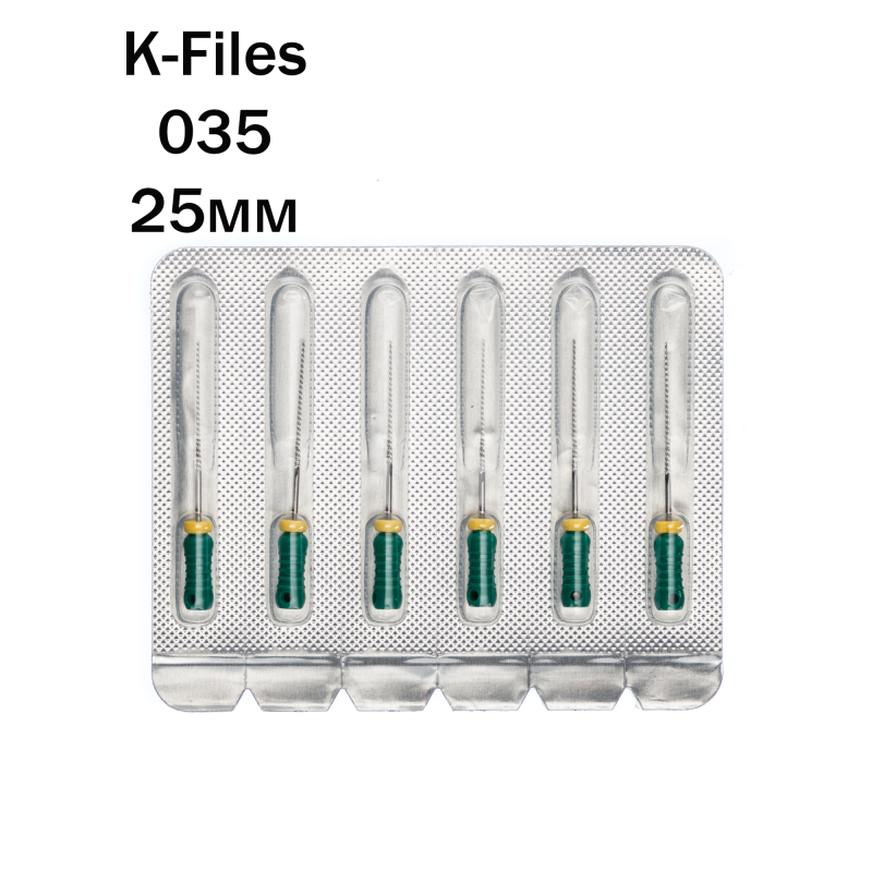Изображение Pro-Endo K-Files / Про-Эндо К-Файлы №035, длина 25 мм, нержавеющая сталь, 6 шт 1 из 1