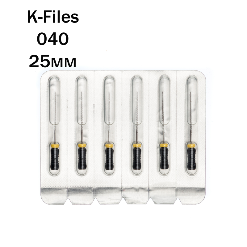 Изображение Pro-Endo K-Files / Про-Эндо К-Файлы №040, длина 25 мм, нержавеющая сталь, 6 шт 1 из 1