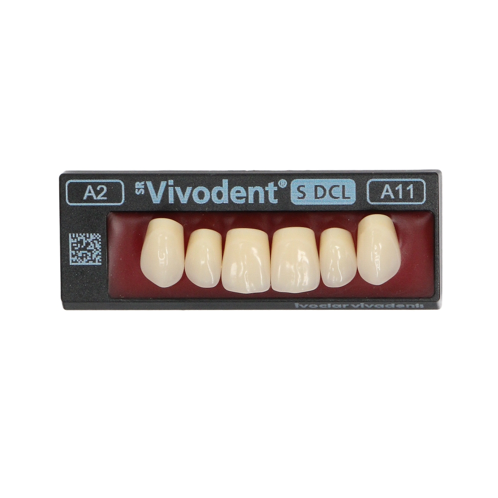 Изображение Зубы SR Vivodent S DCL форма A11, цвет A2, фронтальные верхние, 6шт
