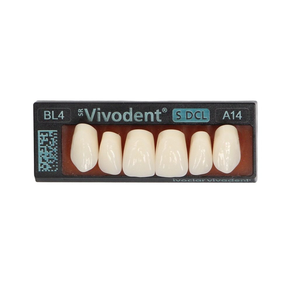 Изображение Зубы SR Vivodent S DCL форма A14, цвет BL4, фронтальные верхние, 6шт 1 из 1
