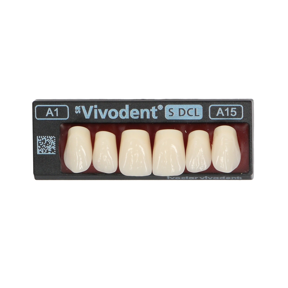 Изображение Зубы SR Vivodent S DCL форма A15, цвет A1, фронтальные верхние, 6шт