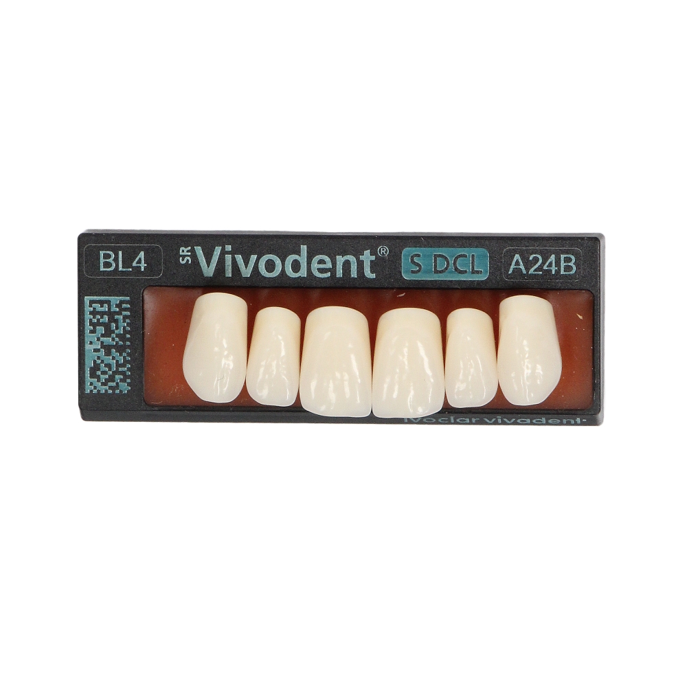 Изображение Зубы SR Vivodent S DCL форма A24B, цвет BL4, фронтальные верхние, 6шт 1 из 1