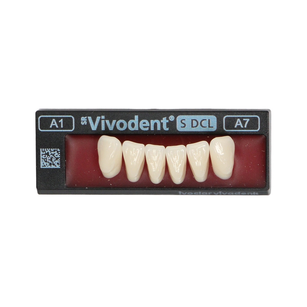 Изображение Зубы SR Vivodent S DCL форма A7, цвет A1, фронтальные нижние, 6шт 1 из 1