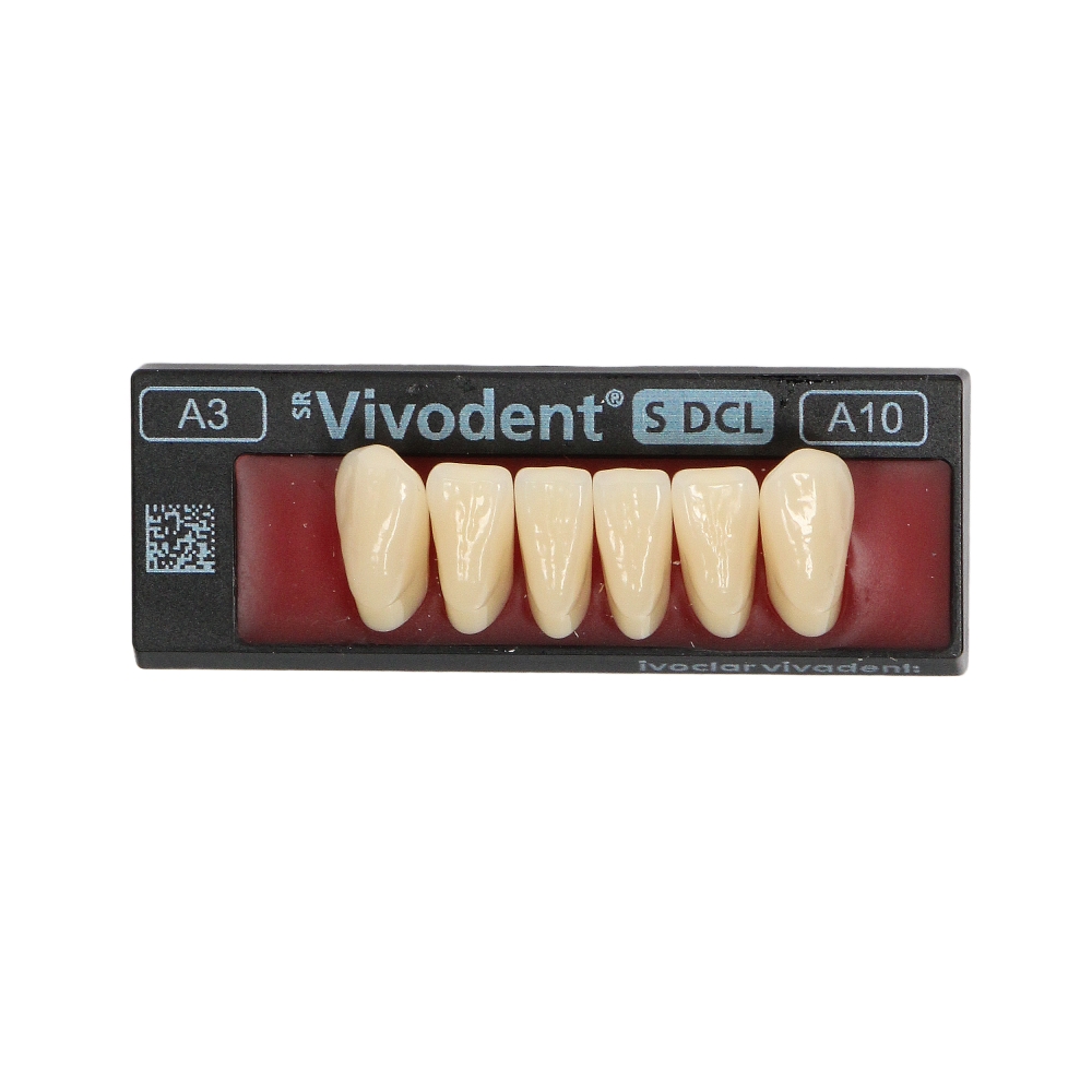 Изображение Зубы SR Vivodent S DCL форма A10, цвет A3, фронтальные нижние, 6шт