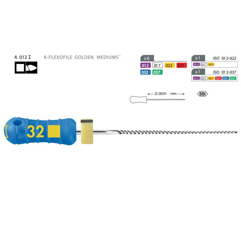 Изображение К-флексофайлы голден медиум / K-FlexoFiles golden mediums 32/21мм 6шт Maillefer A012I02103200 1 из 1