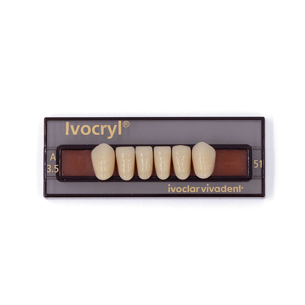 Изображение Зубы искуственные фронтальные нижние Ivocryl Set of 6 L UK51 A3,5 1 из 1