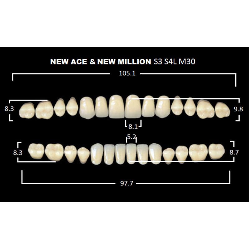 Изображение Зубы акриловые New Ace & Naperce цвет А3 фасон SS3/М30 1 из 1