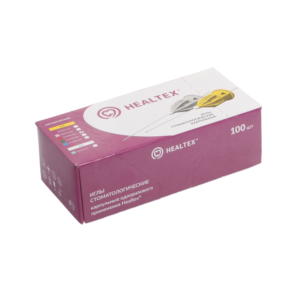 Изображение Иглы карпульные Hеaltex 30G, 0,3х21мм, красные, 100шт