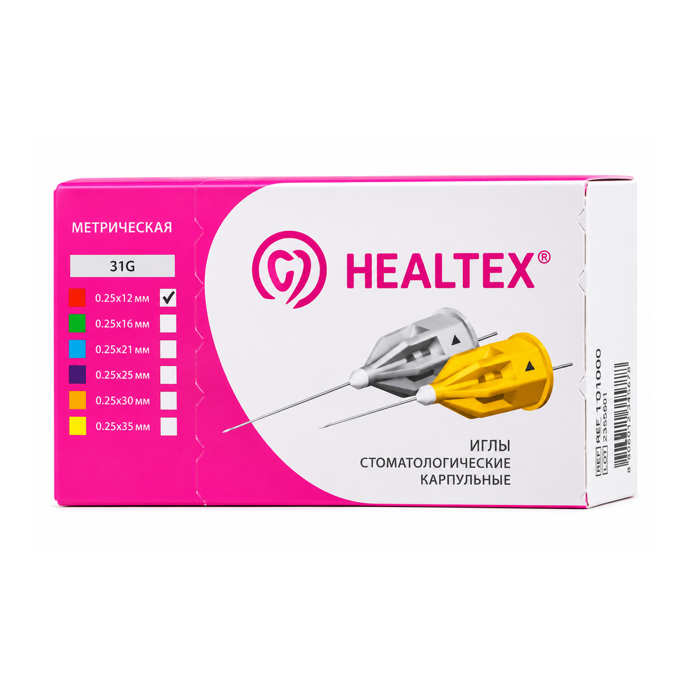 Изображение Иглы карпульные Хилтекс / Hеaltex 31G 0,25 x 12мм 100шт H-31G12