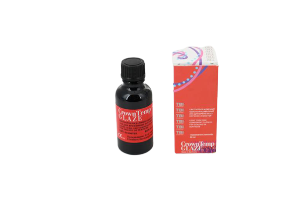 Изображение Лак CrownTemp Glaze однокомпонентный светоотверждаемый для временных коронок и мостов, 30мл 2 из 2