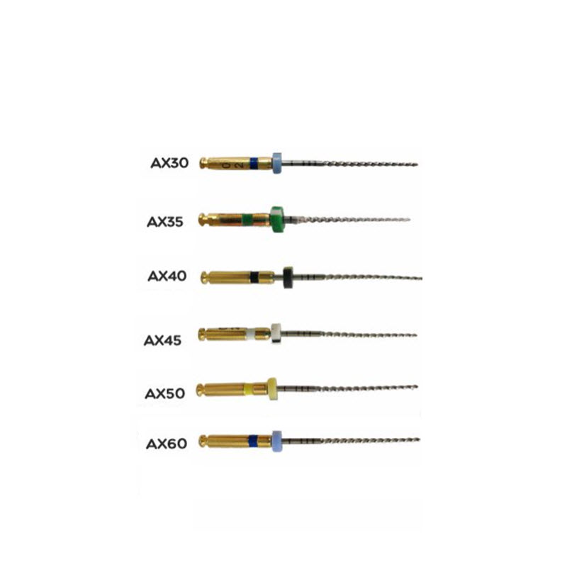 Изображение Машинные NiTi файлы Apex-Max, 25mm, ассорти (AX30, AX35, AX40, AX45, AX50, AX60), 6шт