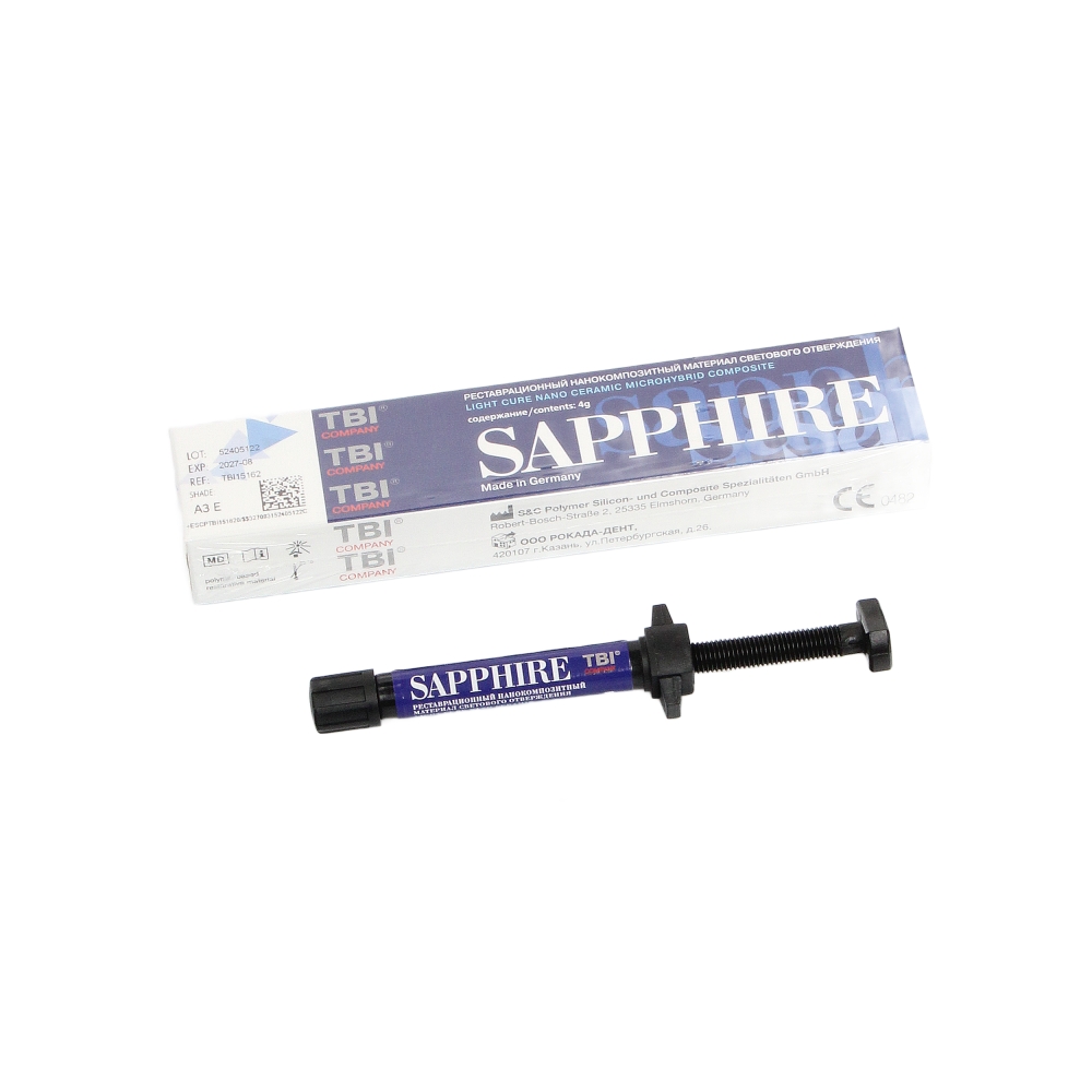 Изображение Sapphire N цвет A3E, нанокомпозит светоотверждаемый, шприц ,4гр 2 из 4