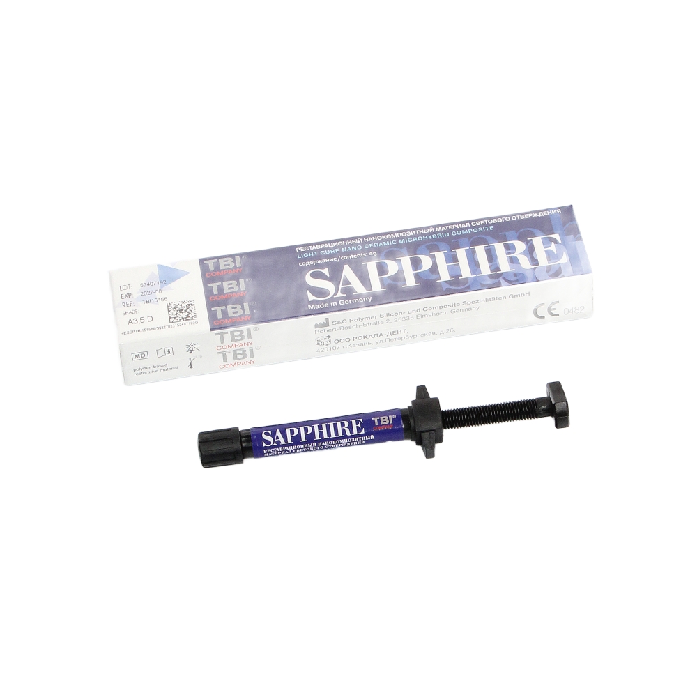 Изображение Sapphire N цвет A3,5D, нанокомпозит светоотверждаемый, шприц 4 гр 4 из 4