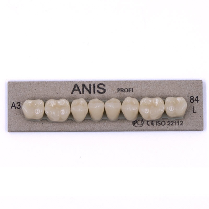 Изображение Зубы акриловые Anis Profi, цвет А3, размер 84, трехслойные, жевательные нижние, 8шт.