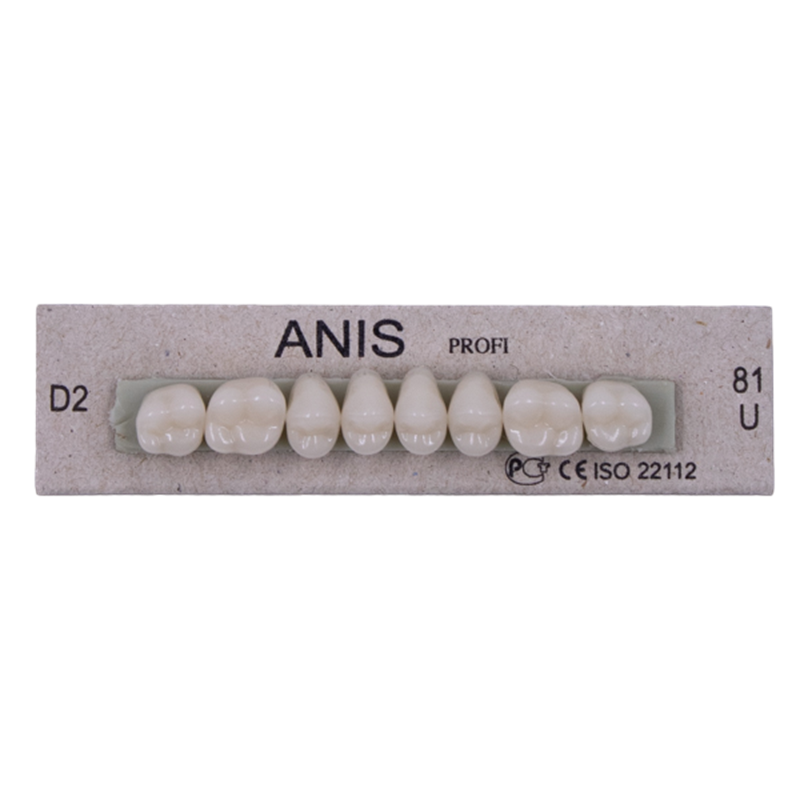Изображение Зубы акриловые Anis Profi, цвет D2, размер 81, трехслойные, жевательные верхние, 8шт. 1 из 3