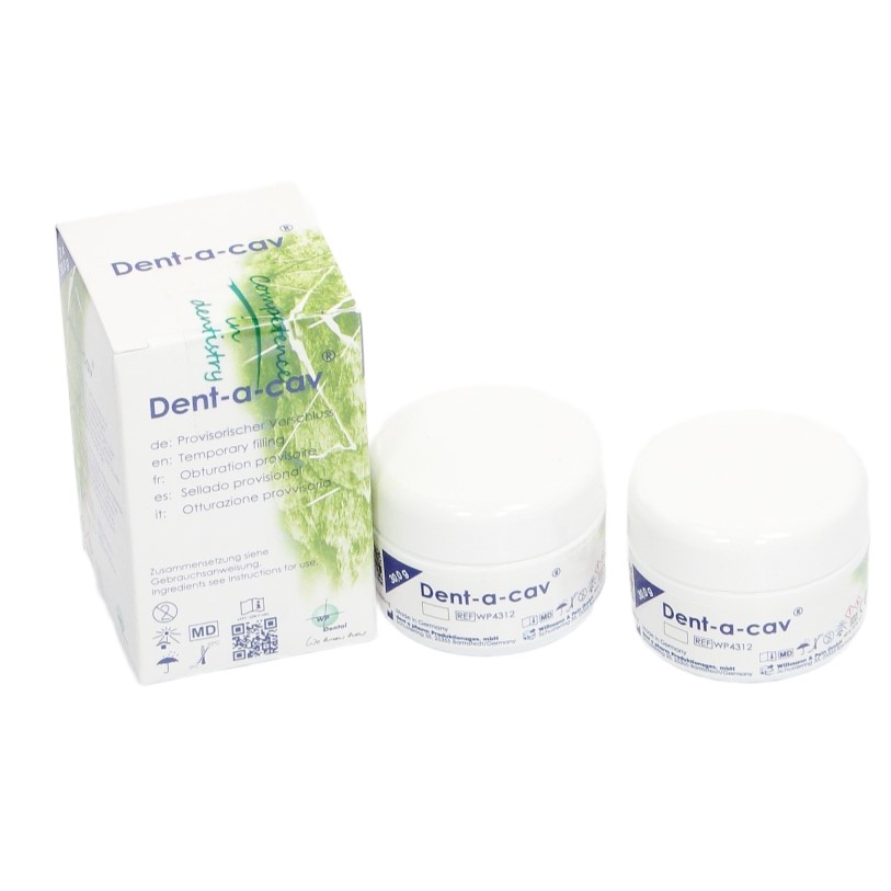 Изображение Цемент Dent-a-Cav для временных пломб, белый, паста 2х30гр 2 из 4