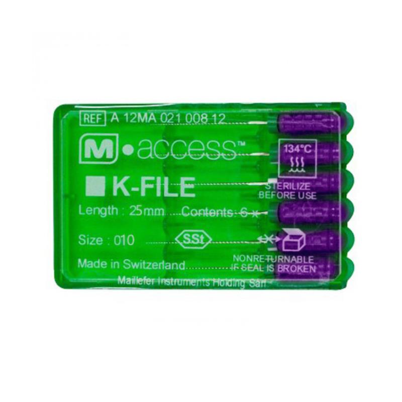 Изображение К-файлы / K-Files M-ACCESS 010/25мм 6шт Maillefer A12MA02501012 1 из 1