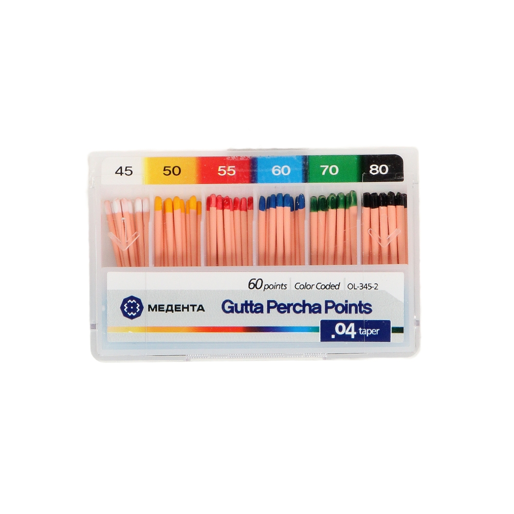 Изображение Штифты гуттаперчевые 04 №45-80, Медента, 60шт