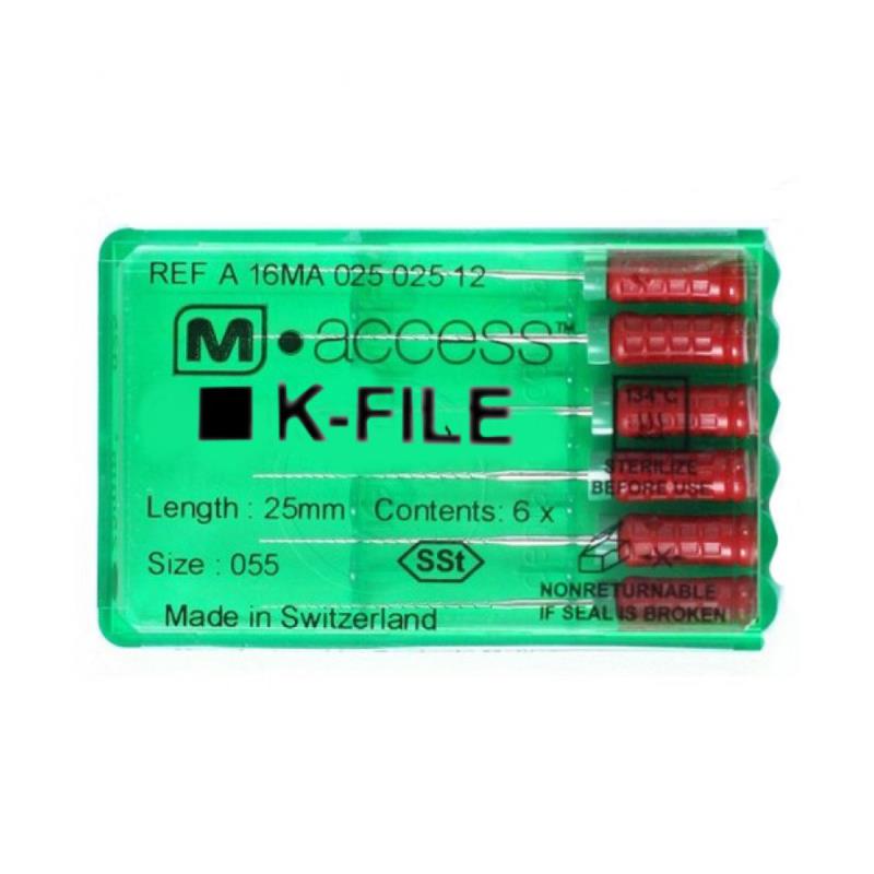 Изображение К-файлы / K-Files M-ACCESS 055/25мм 6шт Maillefer A12MA02505512 1 из 1