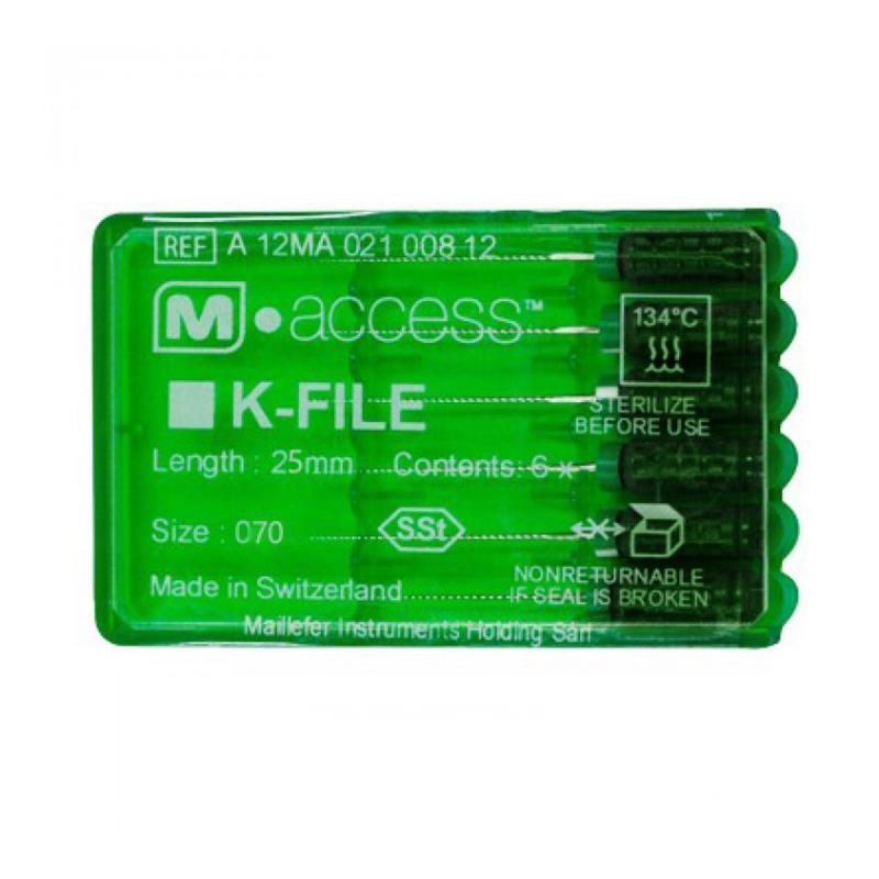 Изображение К-файлы / K-Files M-ACCESS 070/25мм 6шт Maillefer A12MA02507012 1 из 1