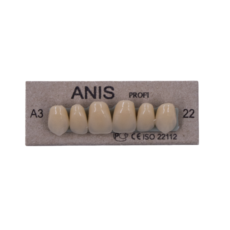 Изображение Зубы акриловые Anis Profi, цвет А3, размер 22, трехслойные, фронтальные верхние, 6шт. 1 из 3