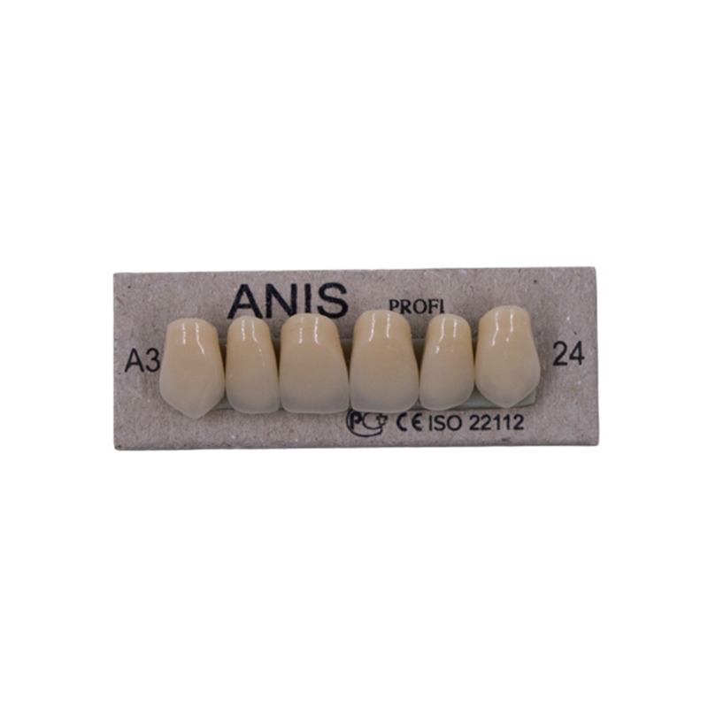Изображение Зубы акриловые Anis Profi, цвет А3, размер 24, трехслойные, фронтальные верхние, 6шт. 1 из 3