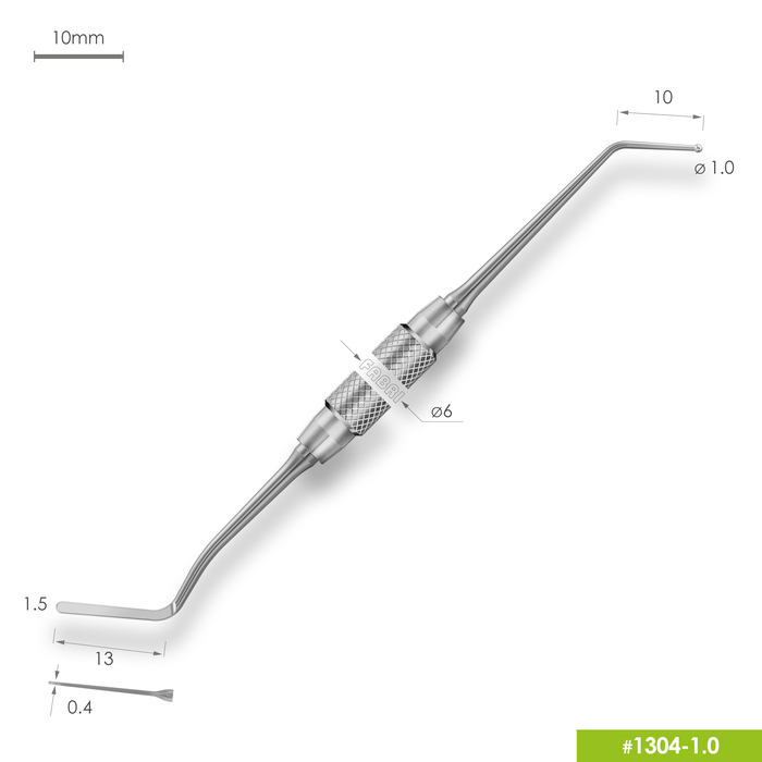 Изображение 1304-1,0 Удлиненная узкая гладилка с штопфером-шариком Ø1.0mm. Ручка Ø6mm 3 из 4