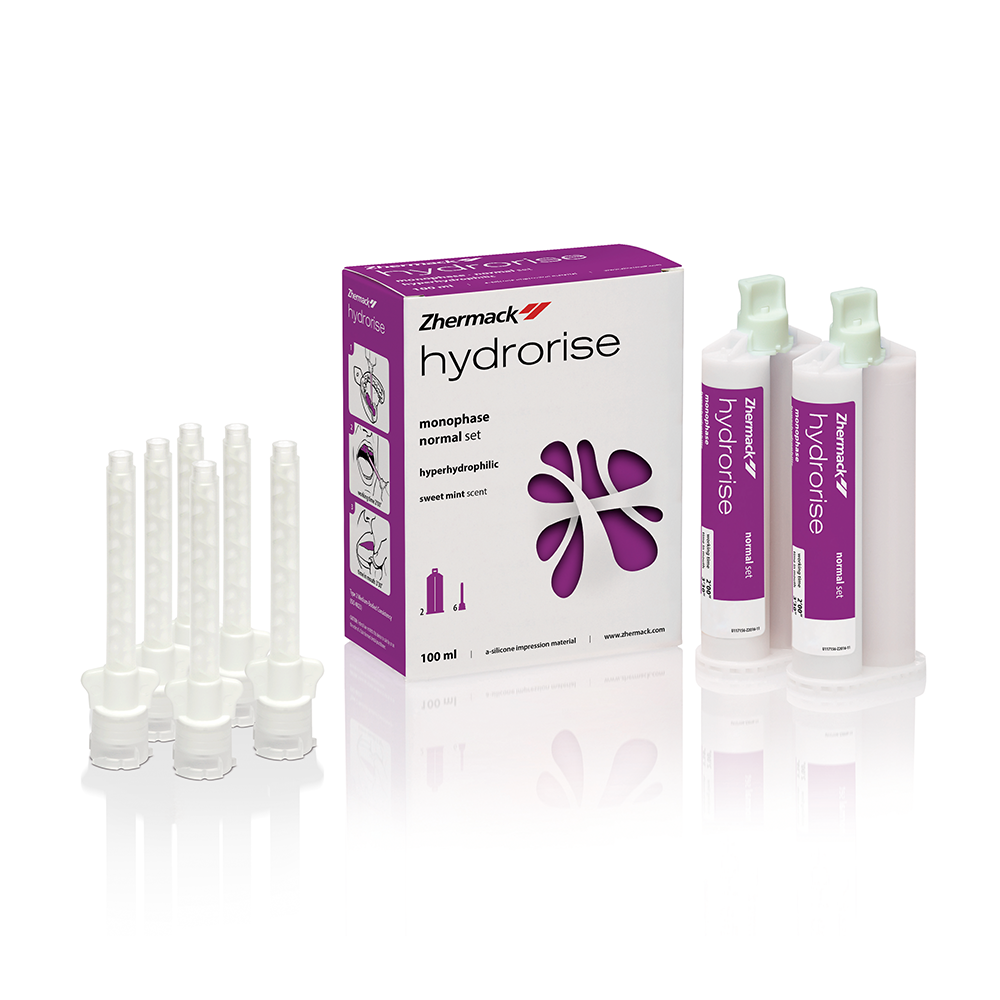 Изображение Гидрорайз / Hydrorise Monophase Normal set монофазный материал средняя вязкость картридж 2х50мл с ароматом мяты Zhermack C207006