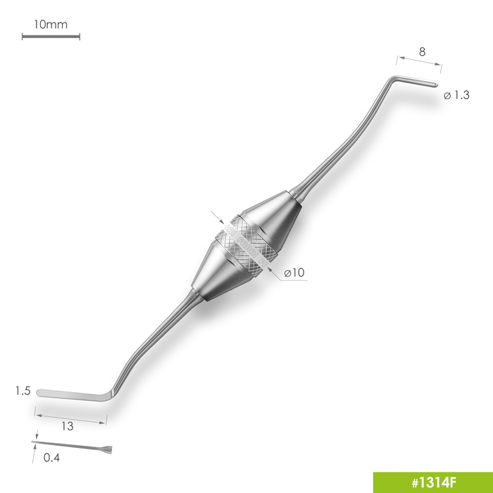 Изображение 1314F Удлиненная узкая гладилка с штопфером Ø1.3mm. Эргономичная ручка Ø10mm 3 из 5